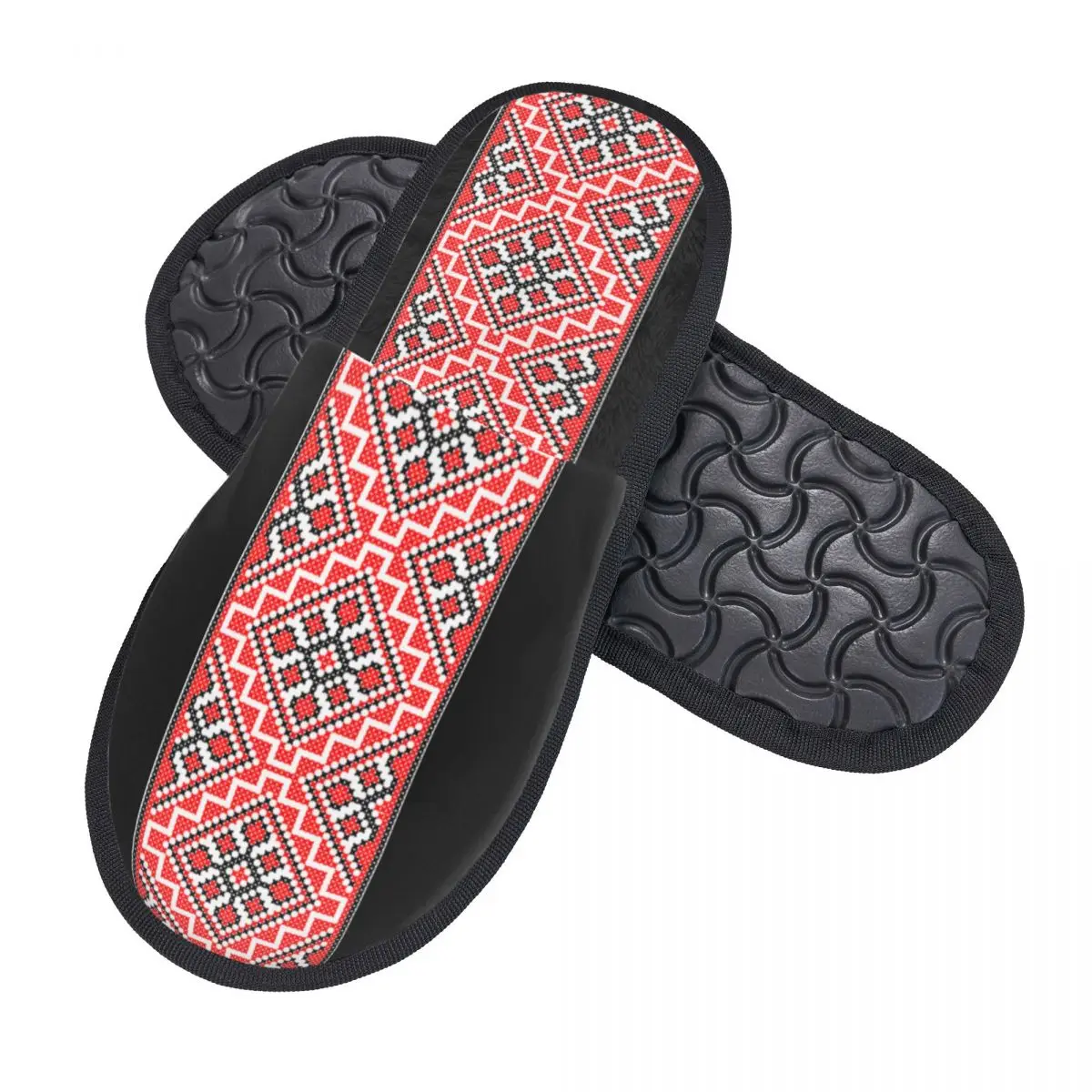 Custom Ukrainian Traditional Embroidery Guest Slippers for Hotel Women Vyshyvanka House Slipper