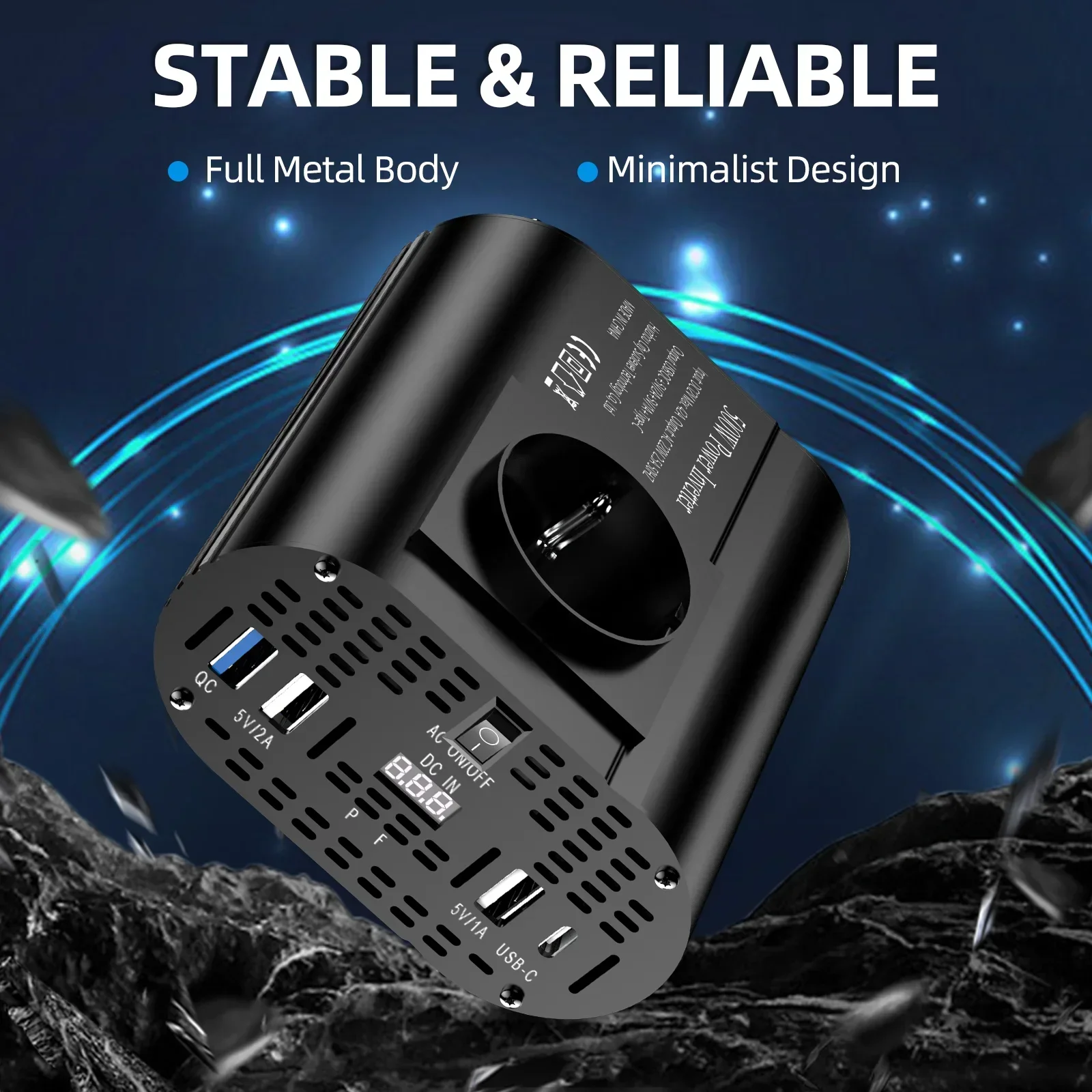 400 W/500 W/1500 W Auto-Wechselrichter DC 12 V auf AC 220 V Konverter, 3 USB 2.0 und 1 USB QC3.0 Steckdose nach europäischem Standard – Detail 6