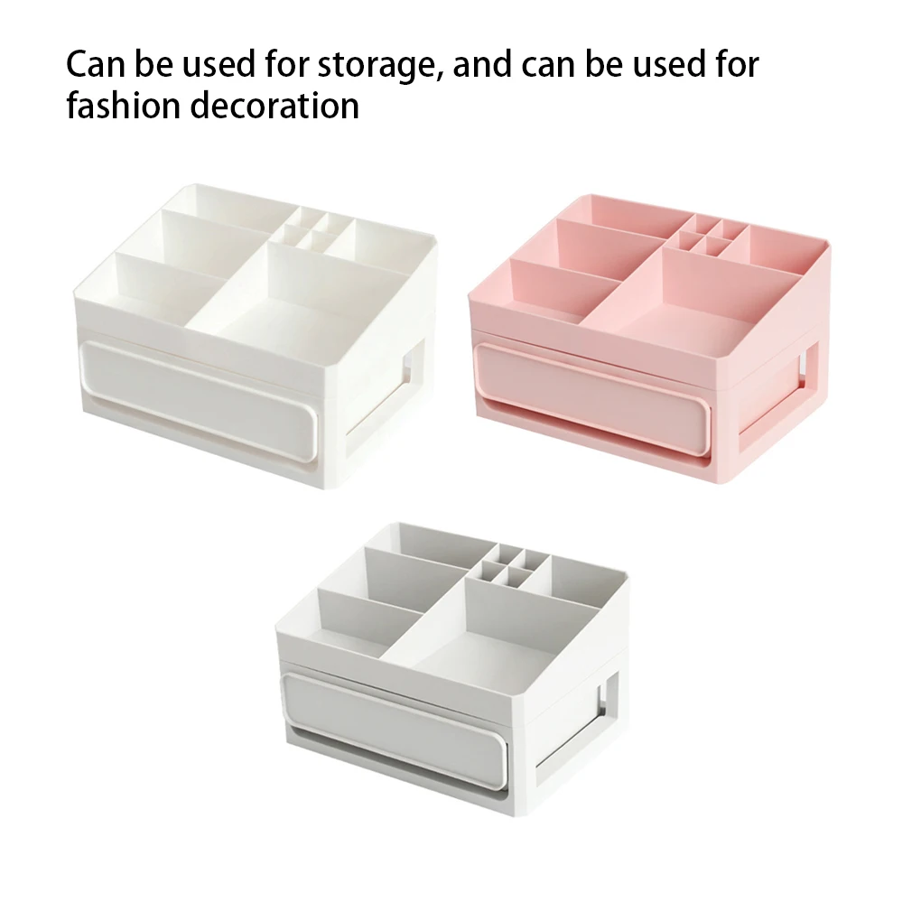 Case Makeup Storage Grid Jewelry Cosmetics Drawer Stationery Pink