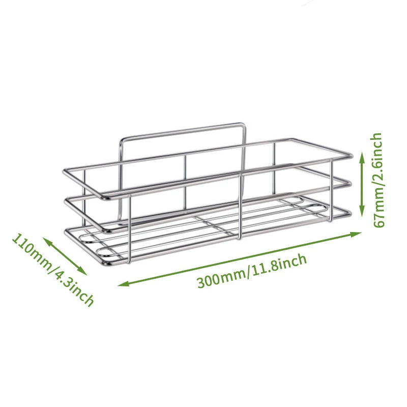 Stainless Steel Wall Storage Shelf Rack Punch Free Shower Shampoo Storage Rack Holder with Sticker Bathroom Storage Caddy