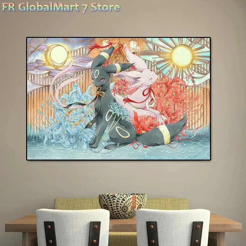 Pokemon Eevee Umbreon Espeon Poster Anime Comic Manga Canvas Painting Wall Art Prints Living Room Decor Picture Mural Cuadros