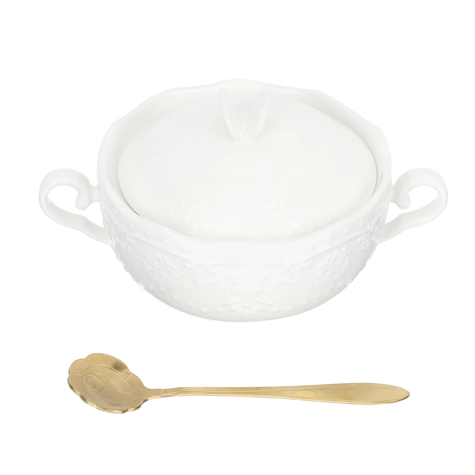 

1Set Ceramic Phnom Penh Embossed Double Handle Dessert Bowl Multi Function Fruit Salad Bowl Bowls