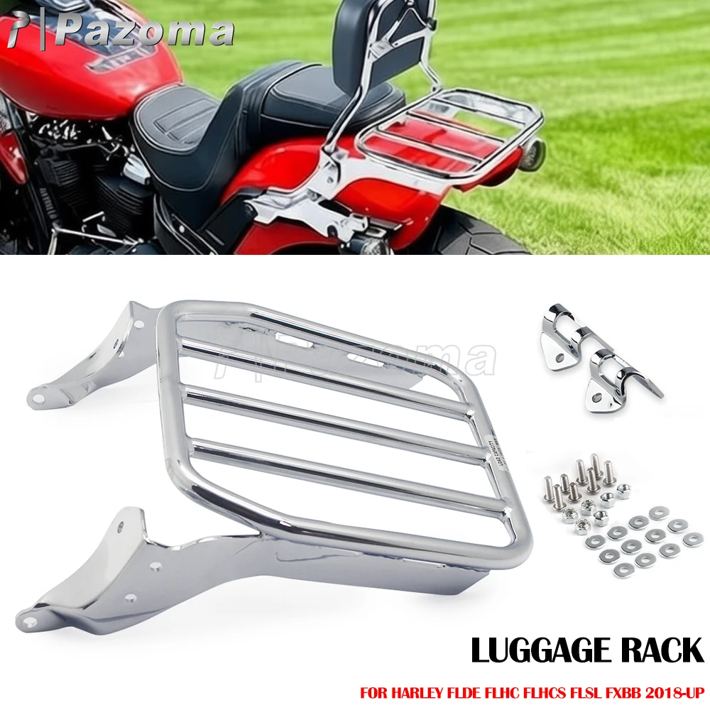 Motorcycle Rear Sissy Bar Backrest Luggage Rack For Harley Street Bob FXBB Deluxe FLDE Heritage Classic FLHC Slim FLSL 2018-2021