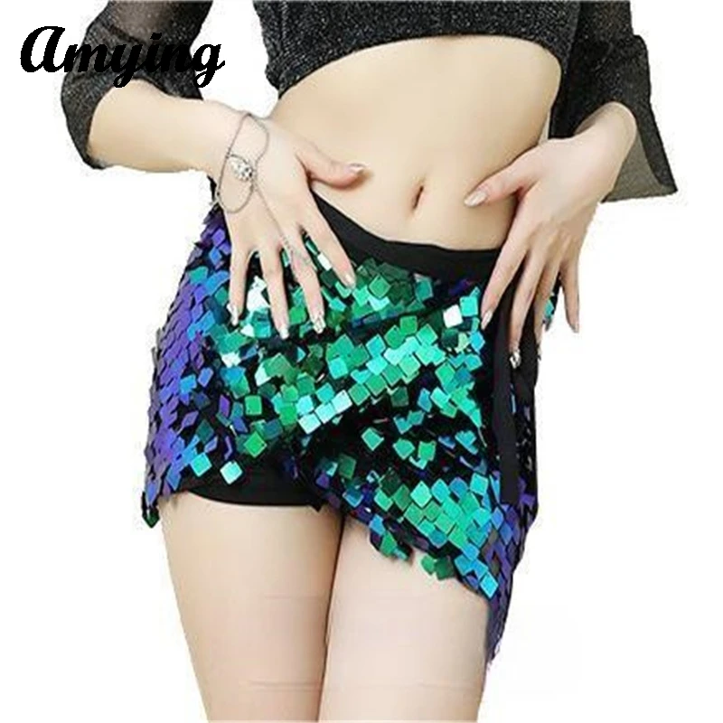 Ladies Stage Performance Hip Skirt Women Sequin Waist Hip Scarf Belly Dance Hip Scarf  Ballroom ball Carnival Party Short Skirt