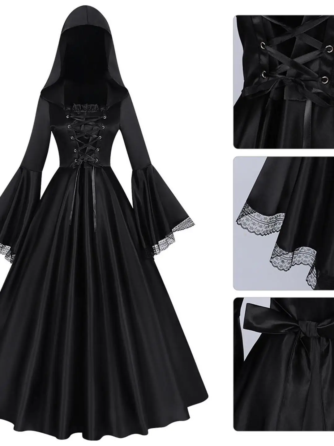 

Средневековая ведьма k, готическая длинная юбка со шляпой, танцевальный костюм эпохи Возрождения, Хэллоуин, косплей, женский этнический сценический костюм доктора