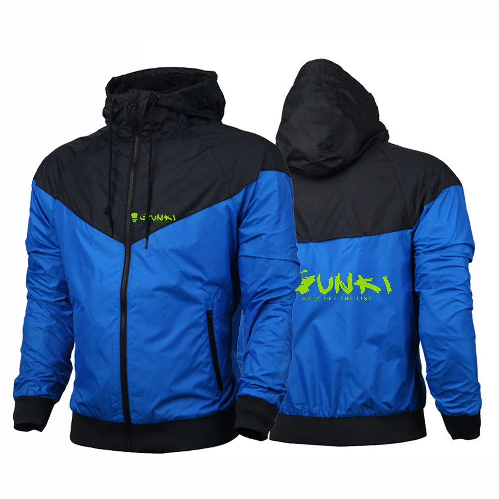 2024 New Men Gunki Comfortable Casual Thin Five-Color Windbreaker Fashion Harajuku Color Matching Printing Coats