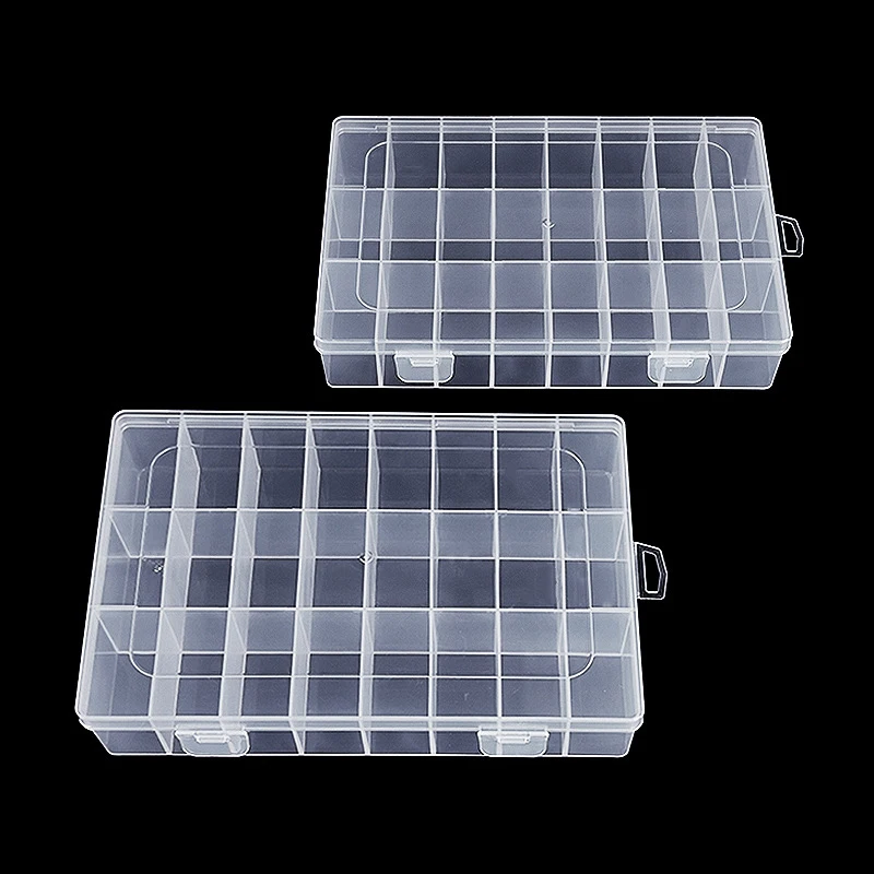 24 Grid Transparent Storage Boxes Hardware Buttons Fishing Jewellery Accessories Packaging Boxes Stationery Storage Boxes