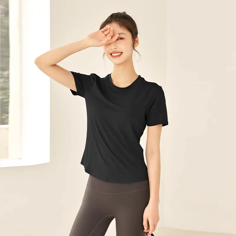 

Yoga Clothing Women Short Sleeve Slim Slim Sports t-shirt Quick Dry Mesh Fitness Boxing Running Tops Summer Pilates