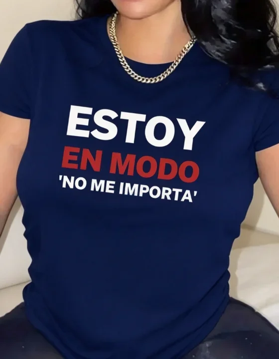 2026 Fashion New Arrival Women Crew Neck Short Sleeve T-Shirt, Spanish Quote 'ESTOY EN MODO NO ME IMPORTA' Graphic Print Casual Dining Daily Outfit Basic Top T-Shirt
