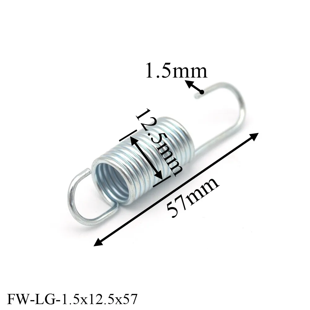 4pcs Customized Galvanized Steel Tension Spring With Hook Wire 1.5mm OD 12.5mm Length 56mm Machinery DIY Spring