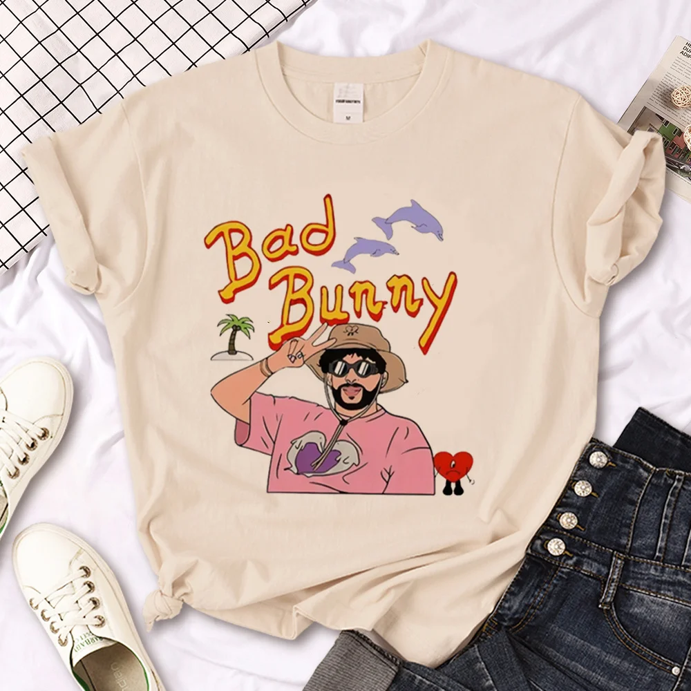 Bad Bunny Tee women Japanese top girl designer harajuku Japanese clothing