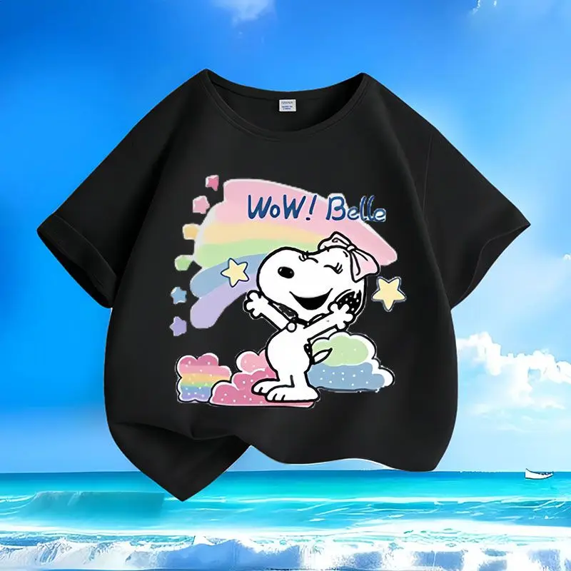 Regenbogen snoopy Cartoon Frühling und Sommer neue Männer und Frauen Kinder kurz ärmel ige T-Shirt