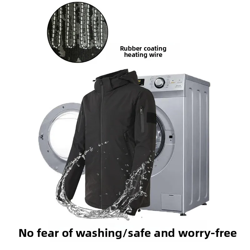 

COMXZ ​Mens 26 Zone Heated Ski Suit USB Rechargeable Electric Heating Jacket Pants Set Windproof Thermal Snowboarding Gear​