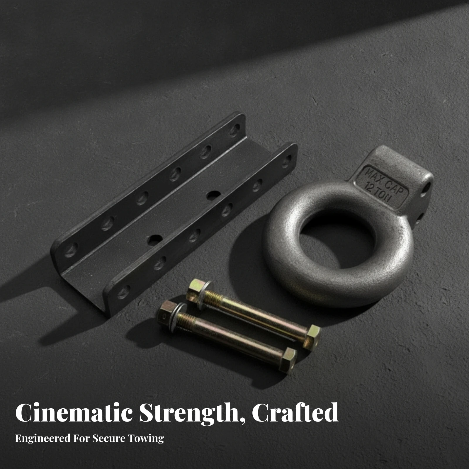 Tow Loop Hitch with Mounting Plate Adjustable Trailer Tow Loop Assembly Hardware Wear Resistant Powder Coated
