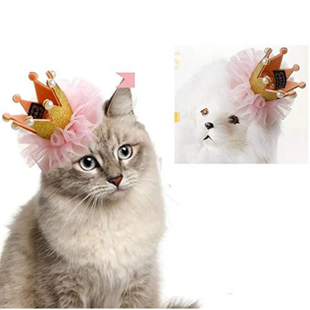 

Dog Crown Headwear Golden Crown-Shaped Pet Party Hat Adjustable Birthday Costume For Small Medium Dogs Chihuahua Yorkie