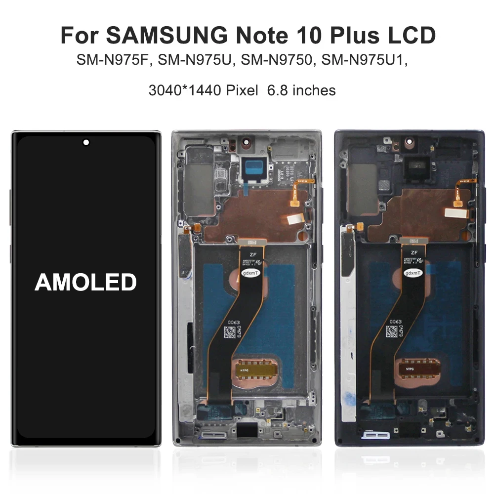 AMOLED TFT Screen for Samsung Galaxy Note10+ N975F N976F Lcd Display Touch Screen with Frame for Note 10 Plus 5G smartphone lcd.