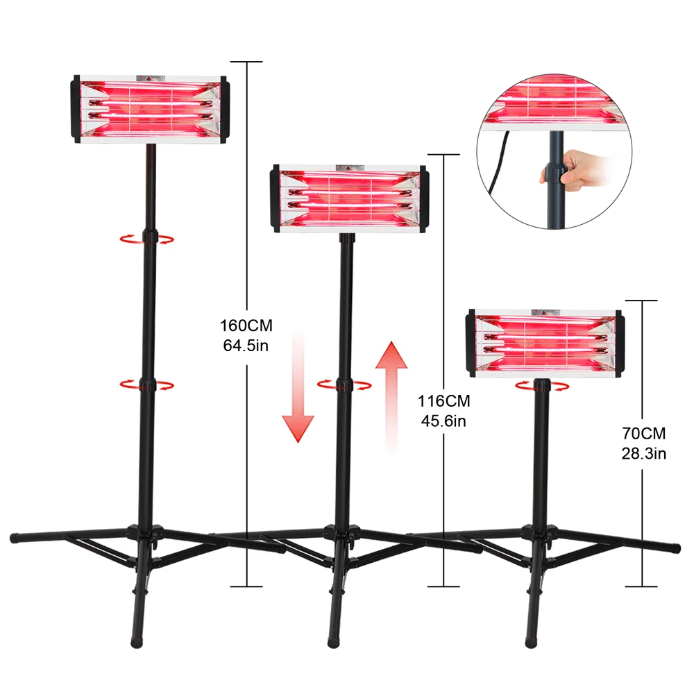 DATOU BOSS 2000W Infrared Paint Car Drying Lamp Shortwave Heating Paint Lamp with Liftable Bracket Drying Light for Car Body