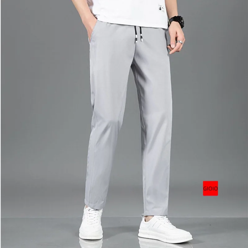 

Giiomen's sports casual pants, 2025new Korean style slim fit Ice Silk ultra-thin quick-dry long pants, fashionmen's clothing