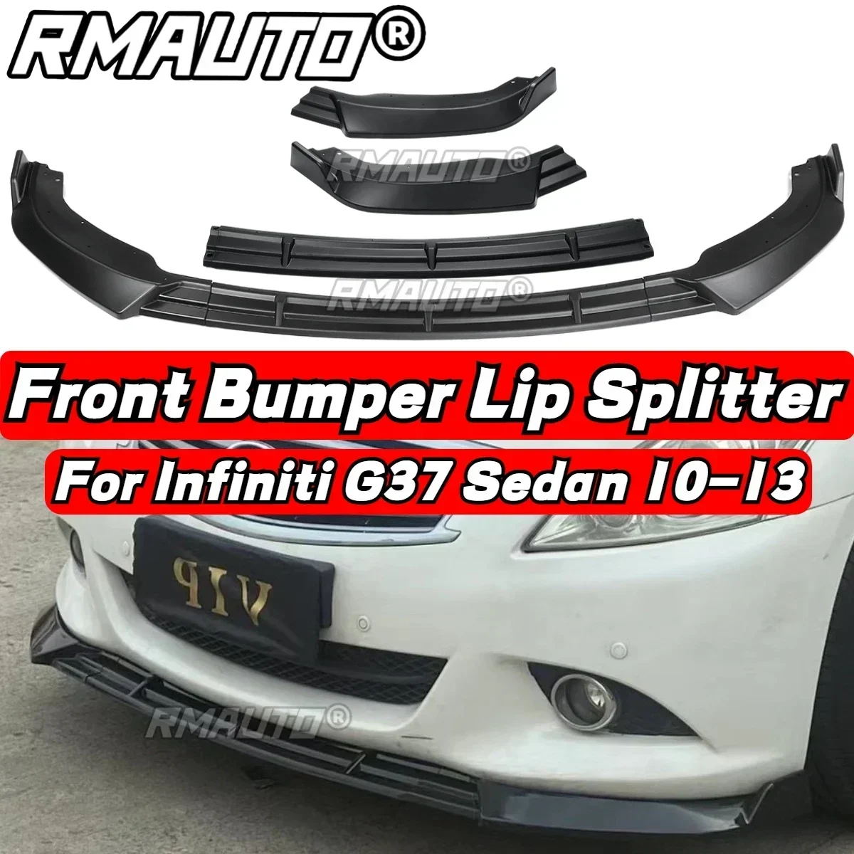 G25 G37 Front Lip 3Pcs/Set Front Bumper Splitter Lip Bumper Guard Body Kit For Infiniti G25 G37 2004-2013 Accessories Body Kit