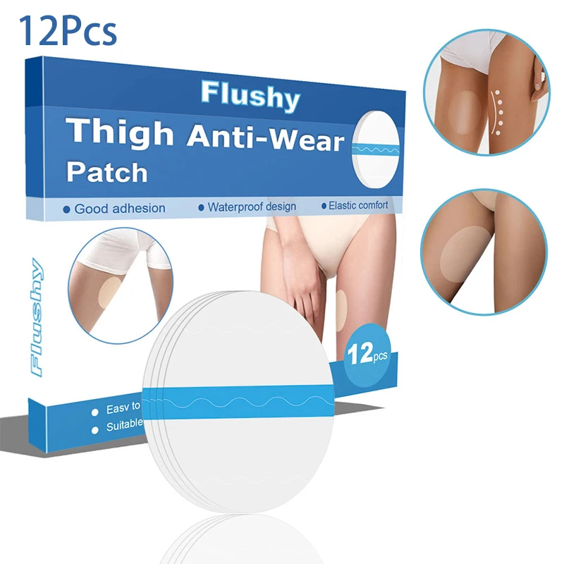 Fitas invisíveis anti-fricção da coxa, almofadas descartáveis dos cuidados do corpo, patches anti-fricção, esfregando adesivos, unissex, 12pcs