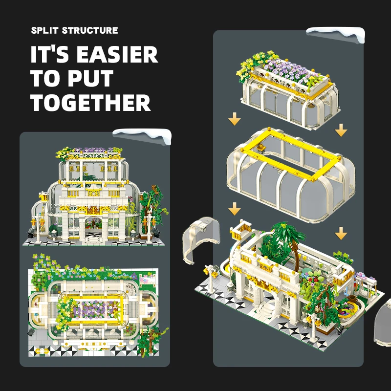 Europese architectuur botanische tuin bouwstenen sfeerverlichting straatbeeld groot model bakstenen speelgoed compatibel met LEGO