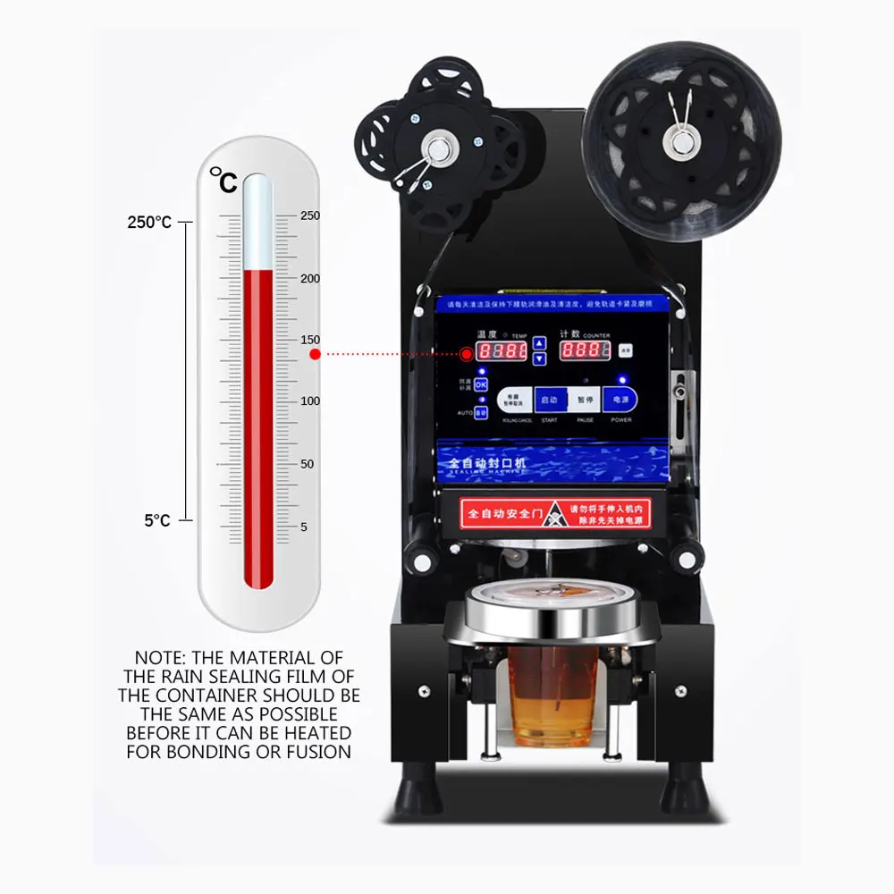 Penyegel cangkir gelembung otomatis penuh, mesin penyegel cangkir teh susu, peralatan toko teh cerdas komersial