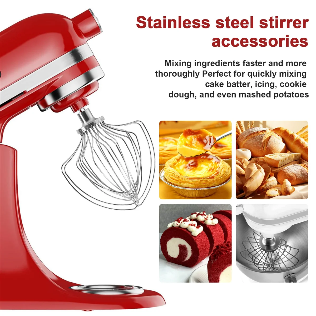 سوط سلك بديل لمساعد الخلاط العمودي 5K7EW ، وعاء رفع 7 كوارت ، ملحق سوط 6 أسلاك ، ملحقات جزء