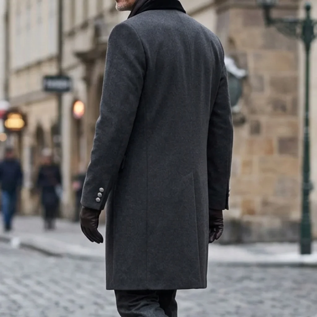 Neuer Winter-Herren-Doppelreihiger Trenchcoat mit Kontrastfarben-Design, Casual/Streetwear, Mehrere Taschen, Warme Winddichte Jacke – Detail 8