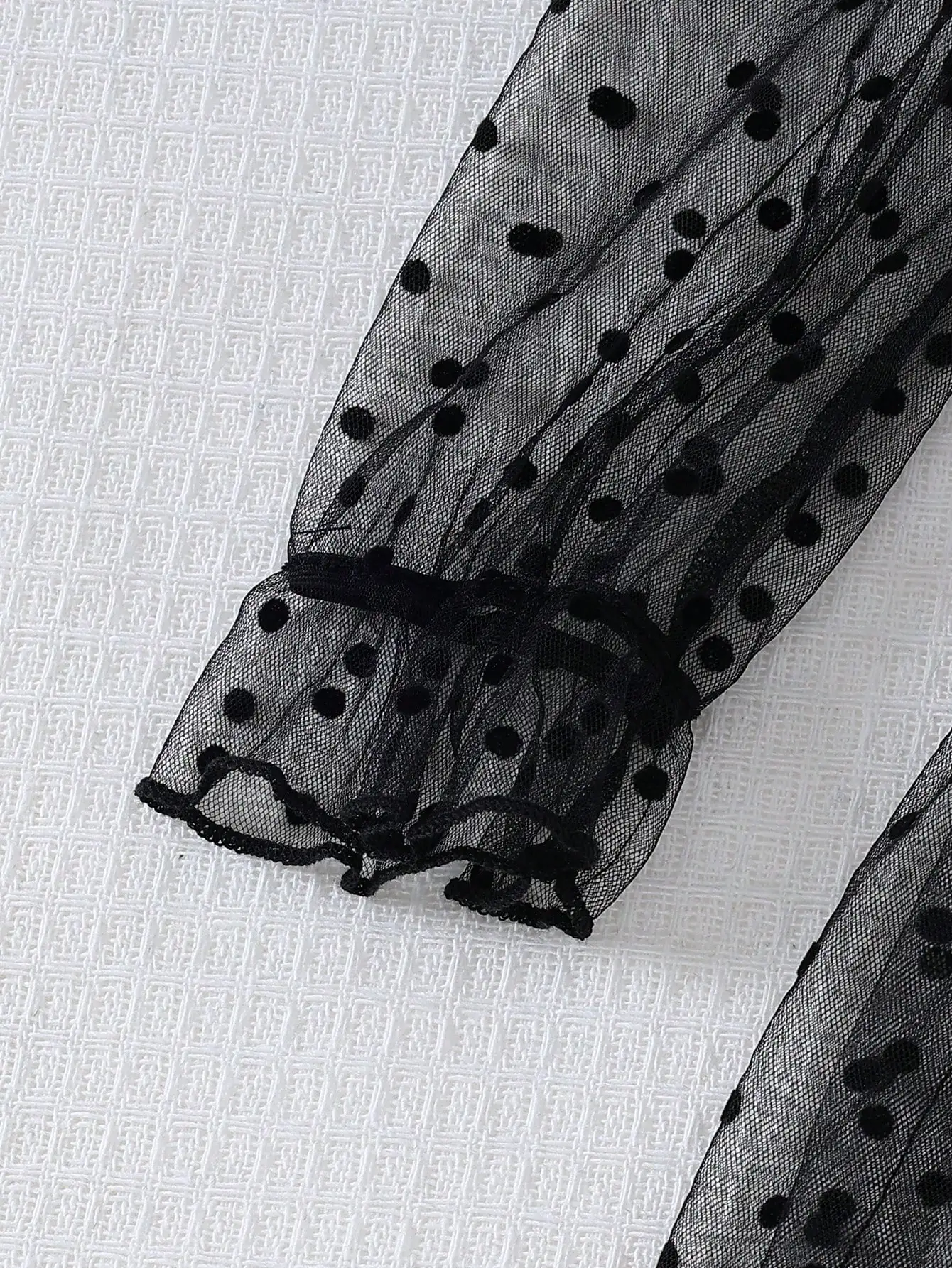 Girls' Autumn/Winter Halloween Rib Print Polka Dot Bubble Long Sleeve Bow Design Mesh Dress, Suitable For Daily Casual, Party, Holiday Atmosphere Outfits - view 4