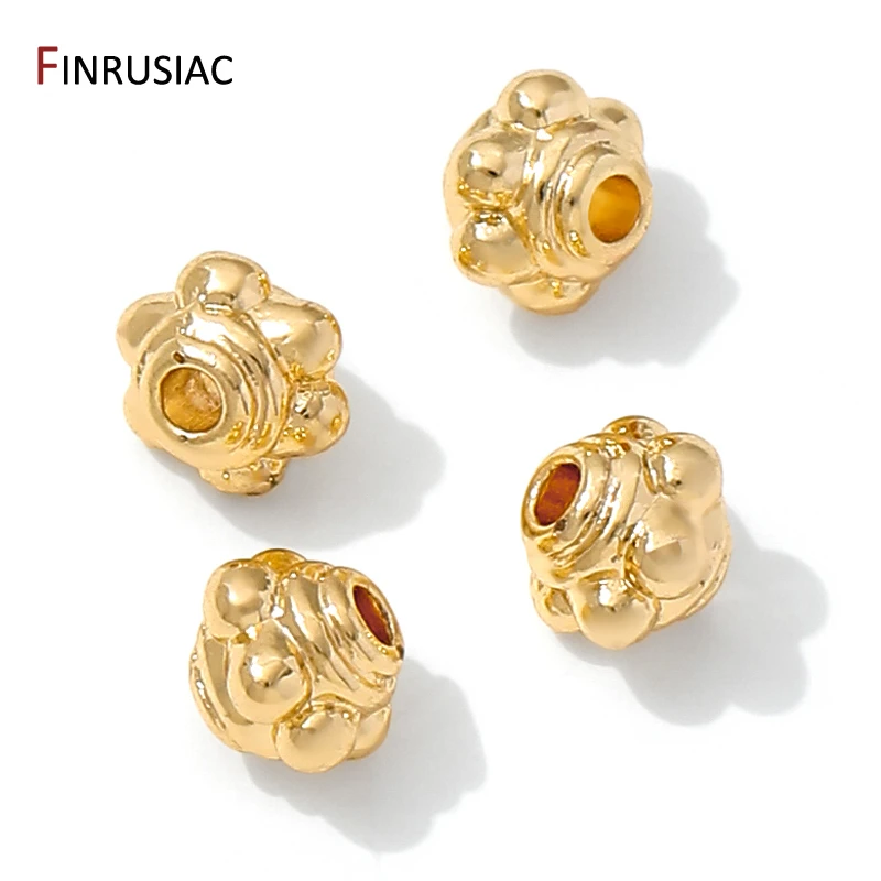 14K Gold Plated Brass Round Stripe Spacer Beads,Separator For Beads,DIY Bracelet Necklace Making Accessories,Jewelry Material image 3