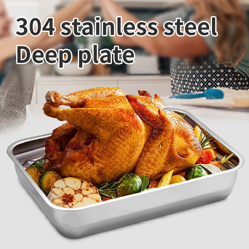 

Kitchen Rectangle Stainless Steel Barbecue Storage Tray Kitchen Organizers Egg Plate Sausage Fruits Food Tray for Cutlery