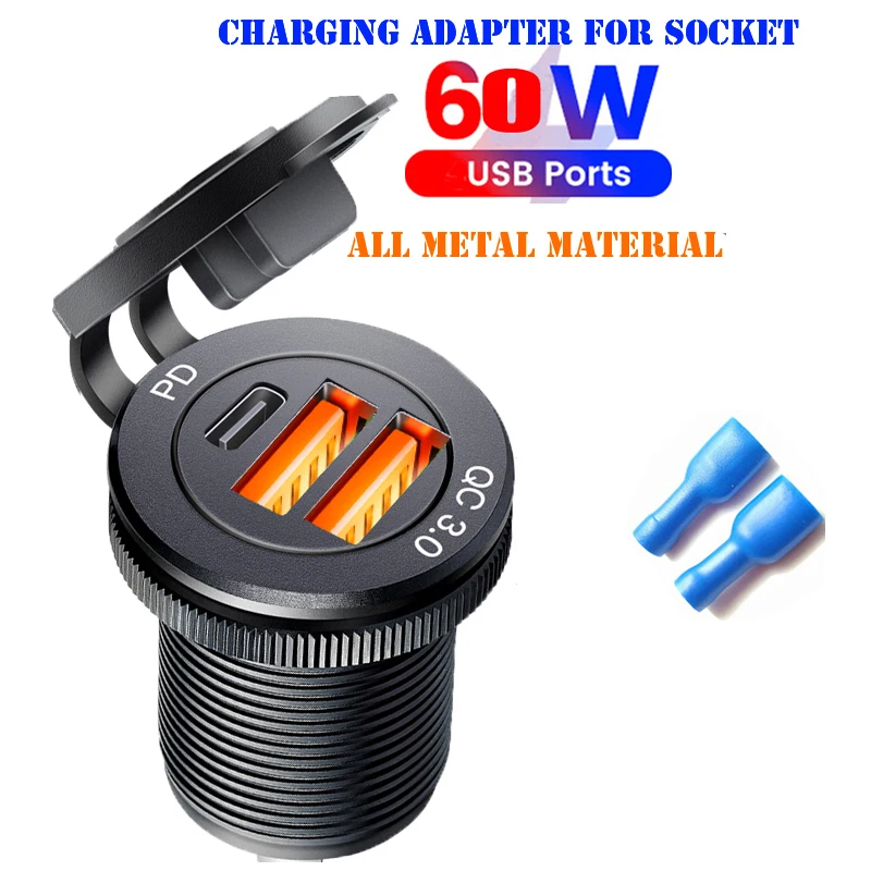 PD usb 12v para auto car charge prise usb 12v adapter socket for bmw x3 e83 x5 e53 f30 f20 f10 car accessories