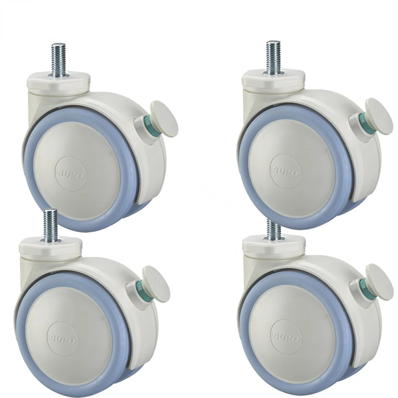 White 2.5 inch ,Medical casters/wheels With brake, M10x20 screw ,Mute Wearable,For Hospital trolley,Industrial casters