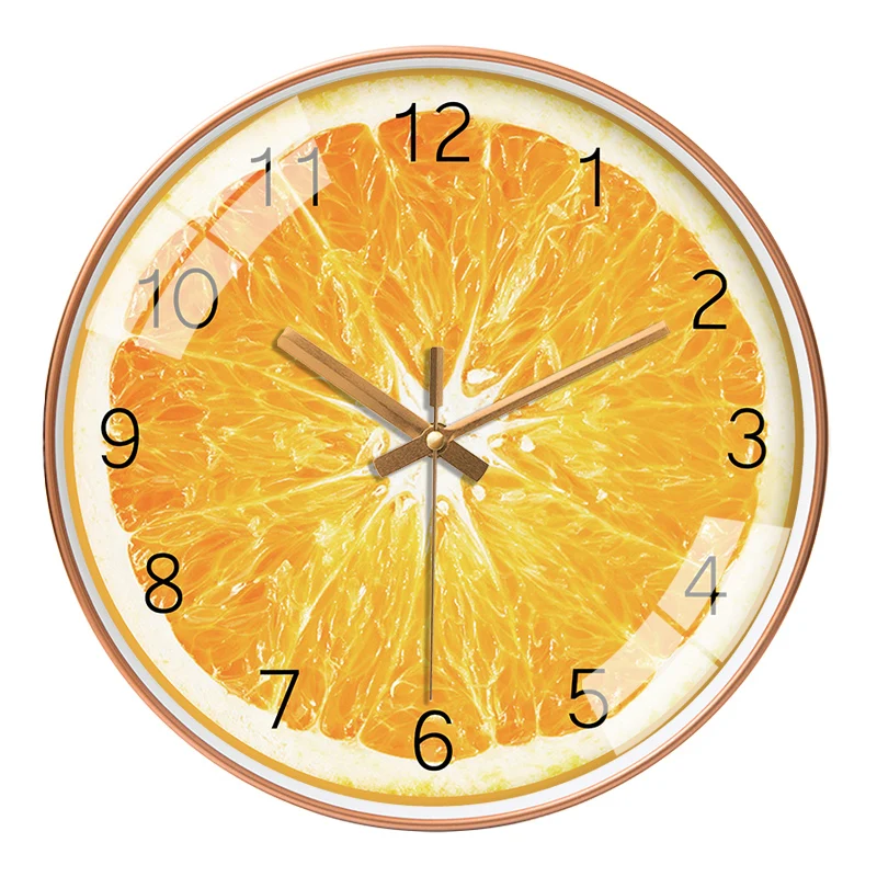 Orange Lemon Fruits Wall Clock in the Kitchen Lime Pomelo Modern Design Clocks Watch Home Decor Wall Art Horologe Non Ticking