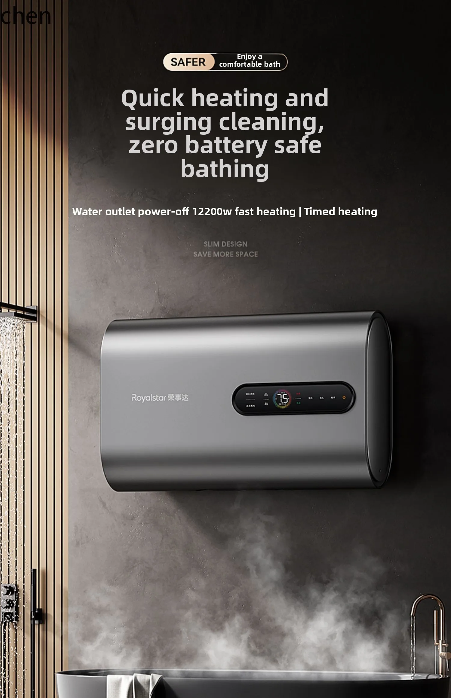 ZMLiscaldatore d'acqua di grande capacità di prima classe, efficienza energetica, riscaldamento rapido domestico, stoccaggio dell'acqua, riscaldamento rapido, secchio piatto