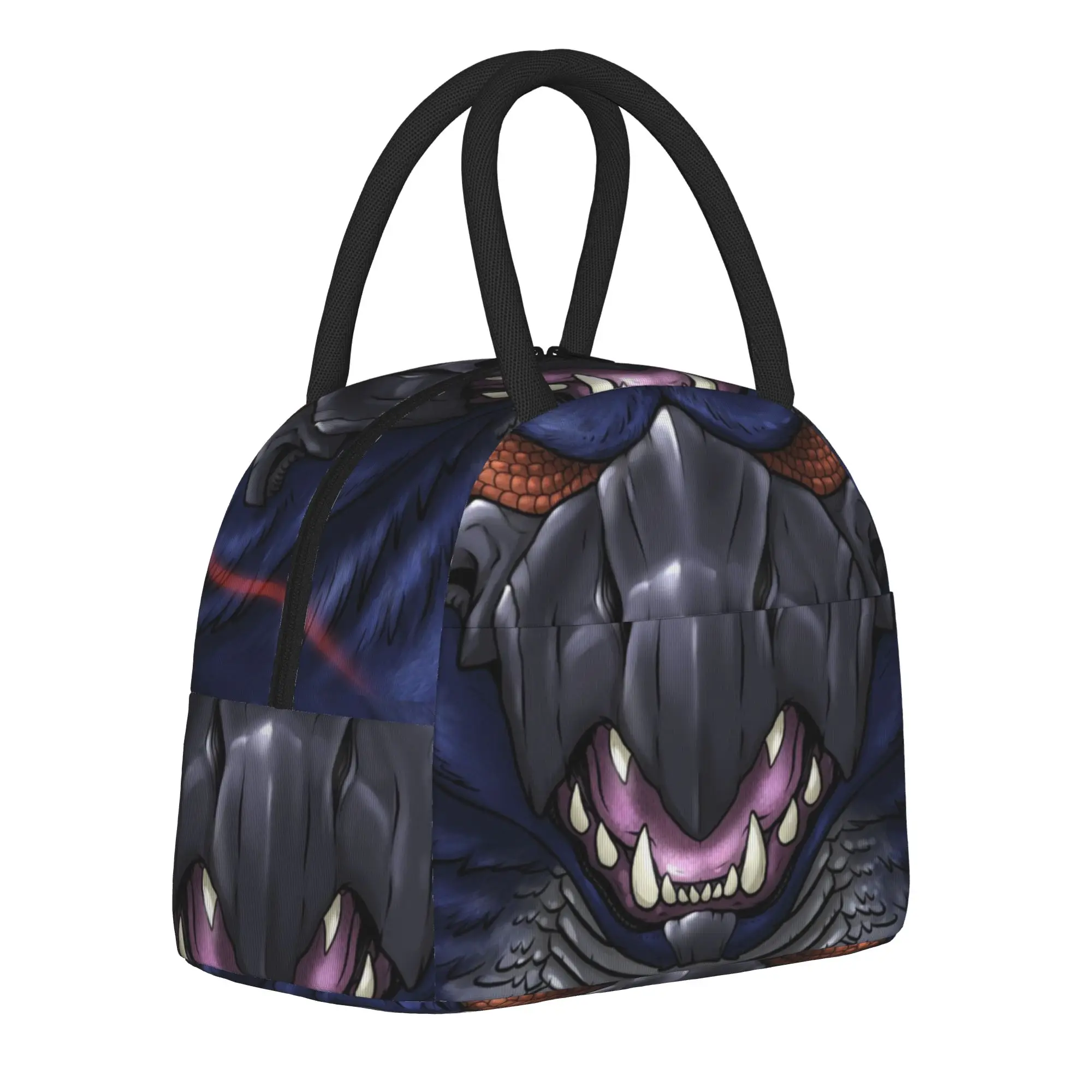 Nargacuga Monster Hunter World Insulated Lunch Bags Cooler Bag Meal Container Kanji MHW Tote Lunch Box Men Women School  Outdoor