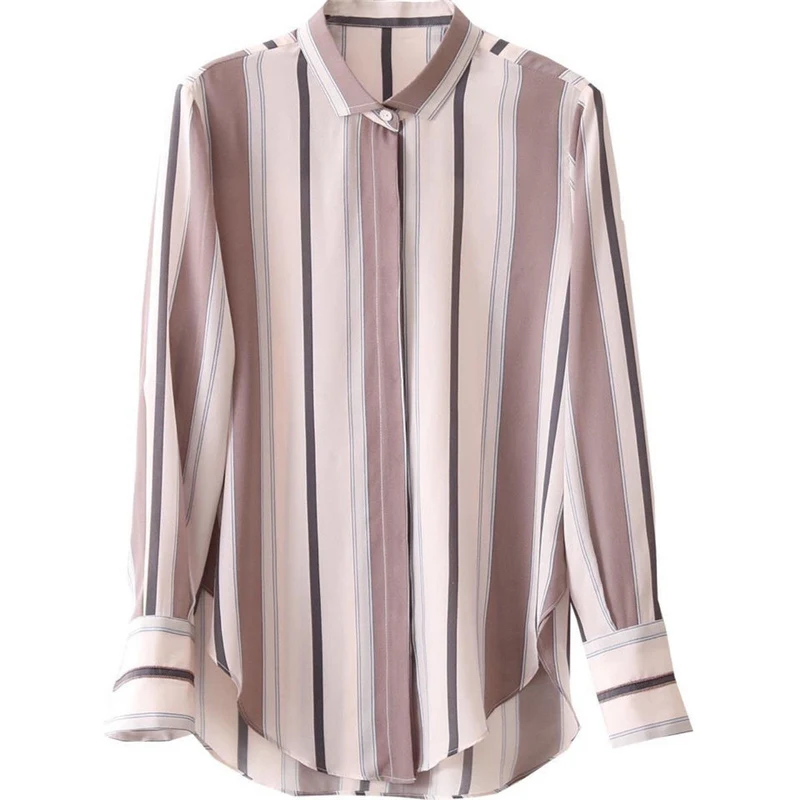 2022 Spring Autumn Women\'s Korean Fashion Striped Print Button Up Shirt Casual Long Sleeve Loose Office Ladies Basic Blouse Tops