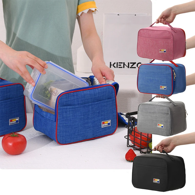 2-style Aluminum Foil Thermal Lunch Bag Waterproof Oxford Cloth Cooler Insulated Bag Bento Bags Portable Large Capacity Rice Bag