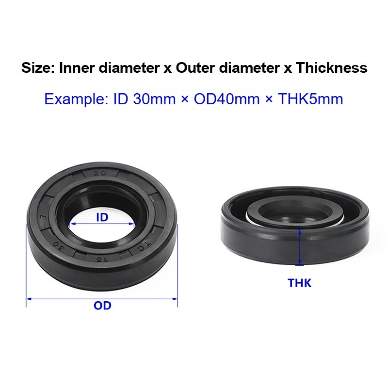 TC-NBR Oil Seal ID30/32mm OD 38/40/42/45/48/50/55/60/62/65/70/75/80mm THK 5/6/7/8/10/12mm Double Lip Nitrile Rubber Shaft Gasket