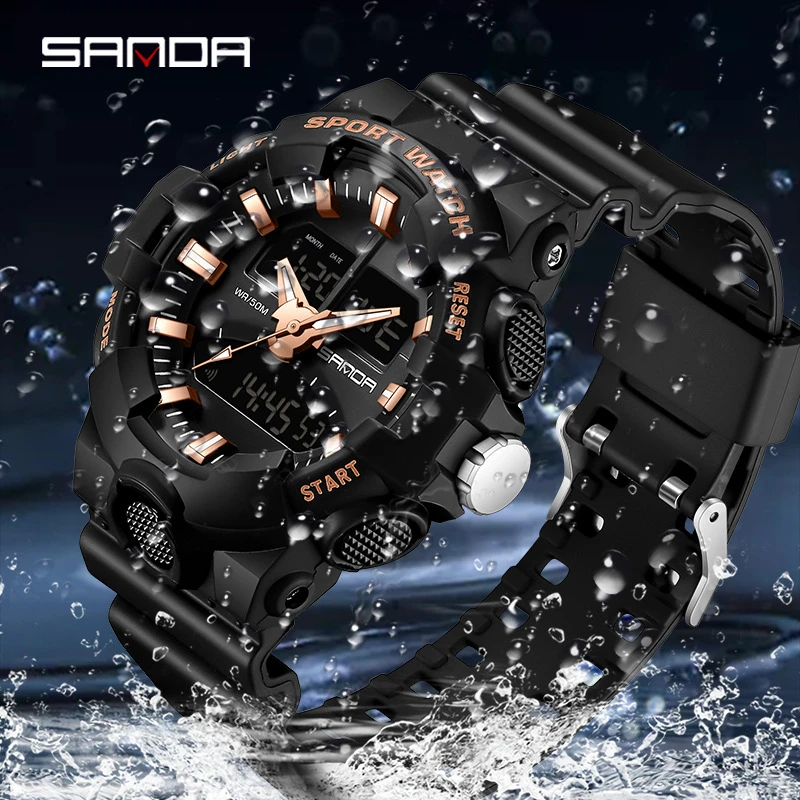 SANDA 3130 Top Brand Luxury Military Quartz Watch Sports Men's Watches Men Waterproof S Shock Wristwatches relogio masculino