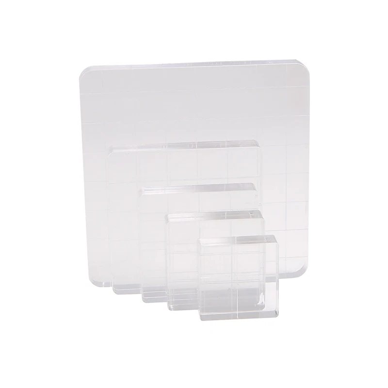 

6 Pieces Stamp Blocks Acrylic Clear Stamping Blocks Tools With Grid Lines For Scrapbooking Crafts Making