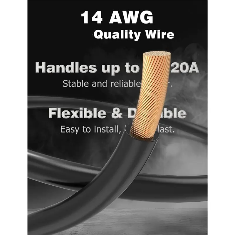 سلك تمديد A59Z-SAE 14AWG موصلات SAE شديدة التحمل وقابس مقاوم للماء، لشواحن البطاريات الذكية NOCO Genius، كابل 20A Fuse
