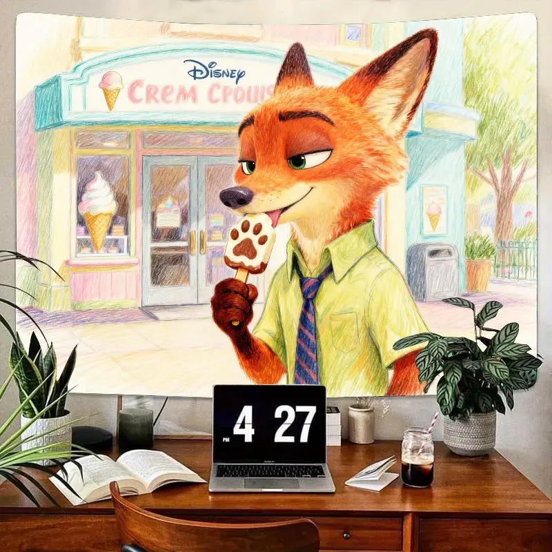 

1 шт. гобелен Disney Zootopia Nick Wilde, очаровательное настенное искусство с изображением лисьей лапы, современный полиэстер, декор для гостиной, спальни, общежития для