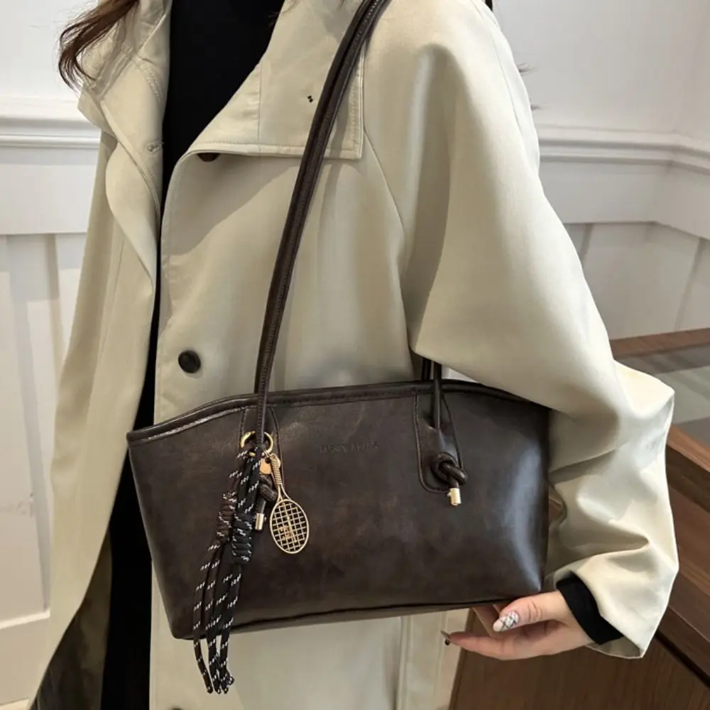 

Повседневная винтажная сумка в корейском стиле, большая вместительная сумка из искусственной кожи, сумка на одно плечо подмышками, унисекс