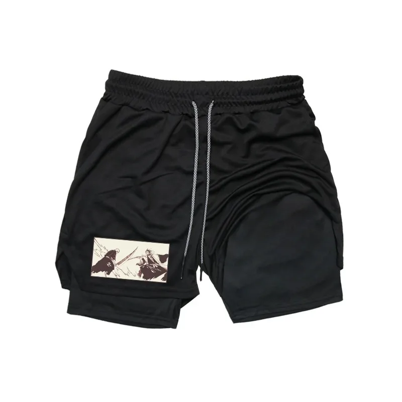 

Men's Summer Quick-Dry Bleach Double-Layer Athletic Shorts Breathable Stretchy Moisture-Wicking Running GYM Fitness Gear Shorts