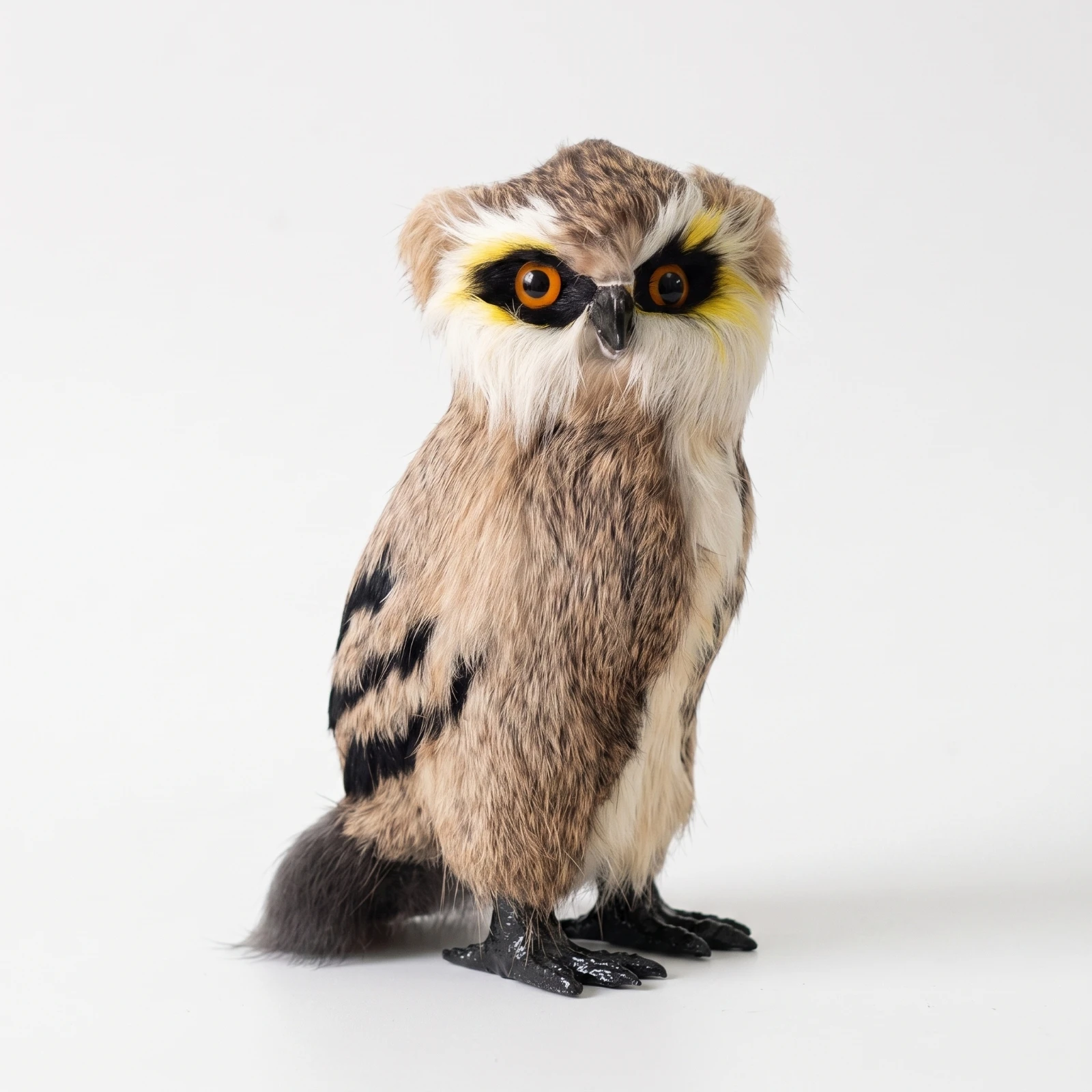 Feathered Owl Figurine Handmade Owl Figurine with Feathers Sculpture Vivid Lightweight for Collectors, Home Decor
