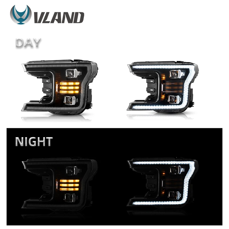 VLAND Car Accessories Head Lamp FOR FORD F150 FULL LED HEADLIGHTS 2018-2020 LED Headlight R57 Cooper DRL LED Projector Beam