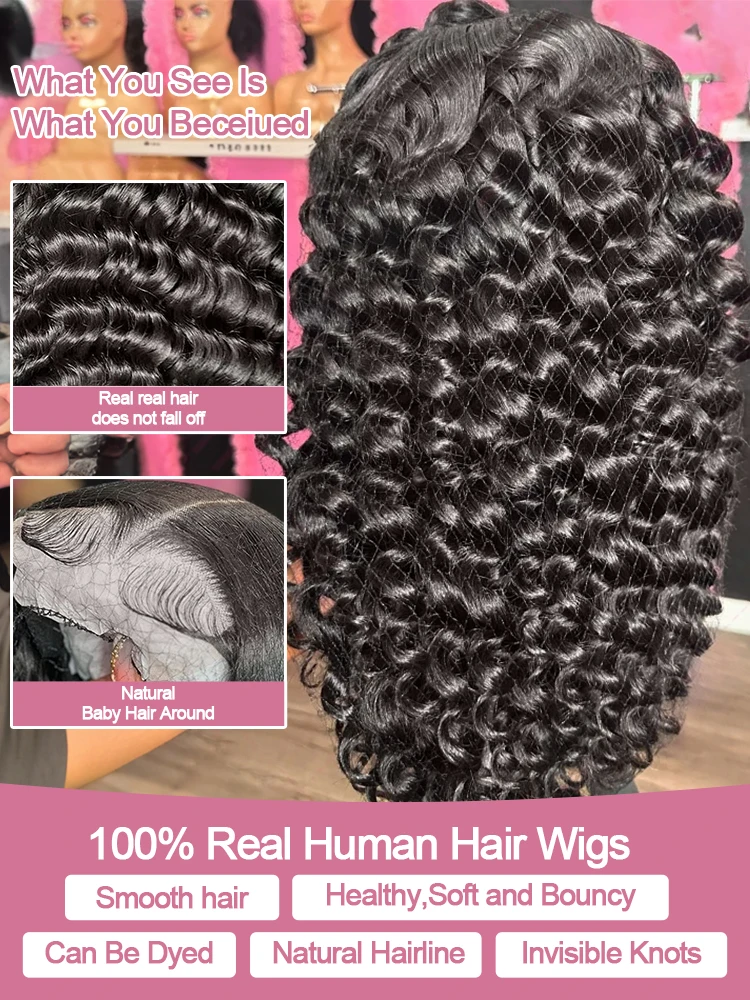30 40 بوصة الشعر البشري 13x4 13x6 HD الدانتيل الباروكة الأمامية البرازيلي فضفاض موجة عميقة شعر بشري مجعد 360 كامل الدانتيل شعر مستعار أمامي للنساء