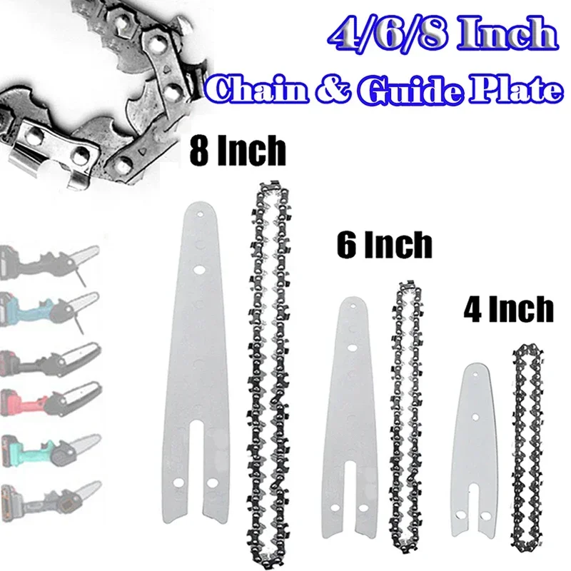 4/6/8 Inch Chain and Guide Plate Set Mini Chainsaw .043