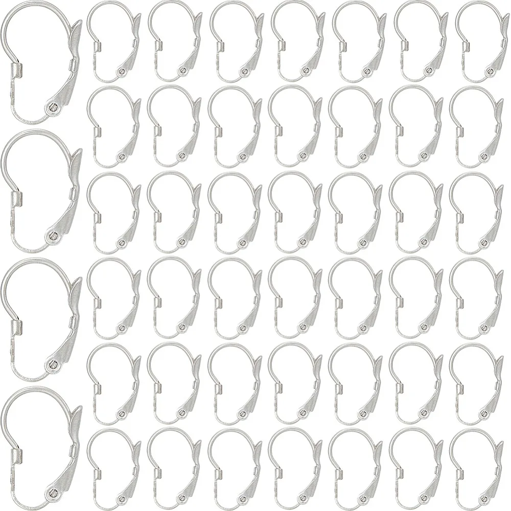 

304 Stainless Steel Leverback Earring Findings with Bumpy Pattern Stainless Steel Color 16.7x10.5x4mm Hole: 1.4mm Pin: 1mm